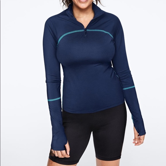 Victoria’s Secret PINK Lightweight Ultimate Half-Zip Medium Ensign Blue NEW - Picture 5 of 5